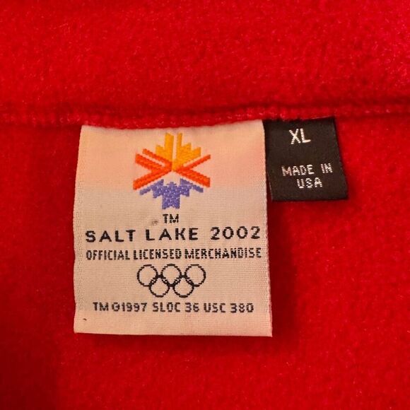Vintage Marker Salt Lake City Olympic 2002 Red Mock Neck Fleece Vest Women's XL - Picture 3 of 8